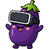 Eggplant Vegetable Vegan Cartoon Gamer