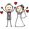 Hochzeitspaar Cartoon fröhlich