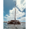 Sailing catamaran over the water