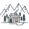 Mountains with mountain chalet