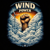 Wind power fist over clouds