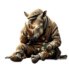 Melancholisches Nashorn mit Blumen
