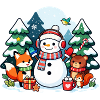 Cozy Snowman with Winter Friends
