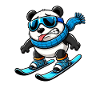 Panda Skier Winter Comic Funny