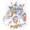 Mehrfarbige Landtraktor-Splash-Art