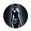 Cyberpunk-Cyborg-Auto-Mädchen-Silhouette