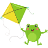 Green frog flies a kite – Fu