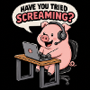 Schwein am Headset Desk