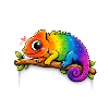 Rainbow chameleon on a branch