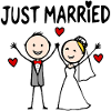 Wedding Couple Cartoon Cheerful Just Married