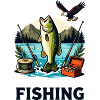 Lakeside Bass Splash Illustration