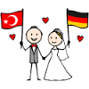 Wedding Couple Turkey Germany Flag