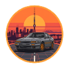 Neon Tokyo Tower Sunset Coupé