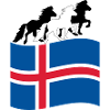 Isländische Flagge mit Islandpferden