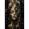 Geometric face in steampunk mosaic