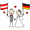 Wedding Couple Austria Germany Flag