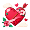 Heart Arrow Rose Valentine Art