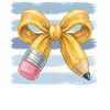 Gold pencil with bow artwork
