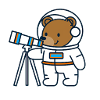 Astronaut bear at the telescope