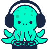 Underwater DJ Octopus with Headphones