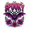 Spooky Bat Floral Neon Halloween