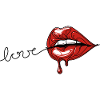 Crimson Drip - Red Lips Line Art