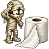 Mumie und Toilettenpapier Cartoon