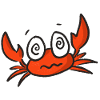 Red crab cartoon with big eyes