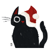Black Cat with Santa Hat