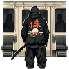 U-Bahn Ninja mit rotem Kanji