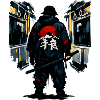 Urban Ninja with Red Sun