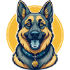 Clipart de dessin animé mascotte Kawaii avec un berger allemand