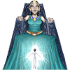 Luminous mystic queen on throne