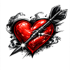 Heart with arrow in tattoo style