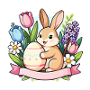 Easter Bunny with Floral Egg