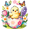 Chick in Floral Egg Hatch