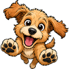 Cute dog jumps towards