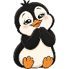 Cute cartoon penguin delighted