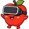 Cute Apple Cartoon Virtual Reality Gamer