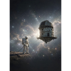 Astronaute et observatoire spatial dans l’espace