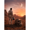 Astronaut and Skull on Red Planet