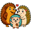 Funny hedgehog family