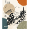 Biker on mountain road