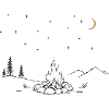 Campfire under the starry sky
