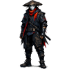 Shadow samurai with red scarf