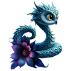 Blue Dragon with Violet Flower