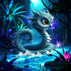 Bluish dragon in luminous jungle