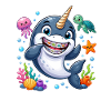 Narwhal with braces underwater