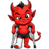 Little devil with crutches