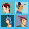 Four portraits from anime illustrations
